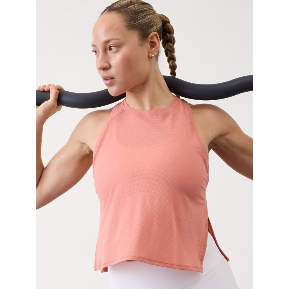 Athleta L Grid Knit Singlet Natural Rose Large
